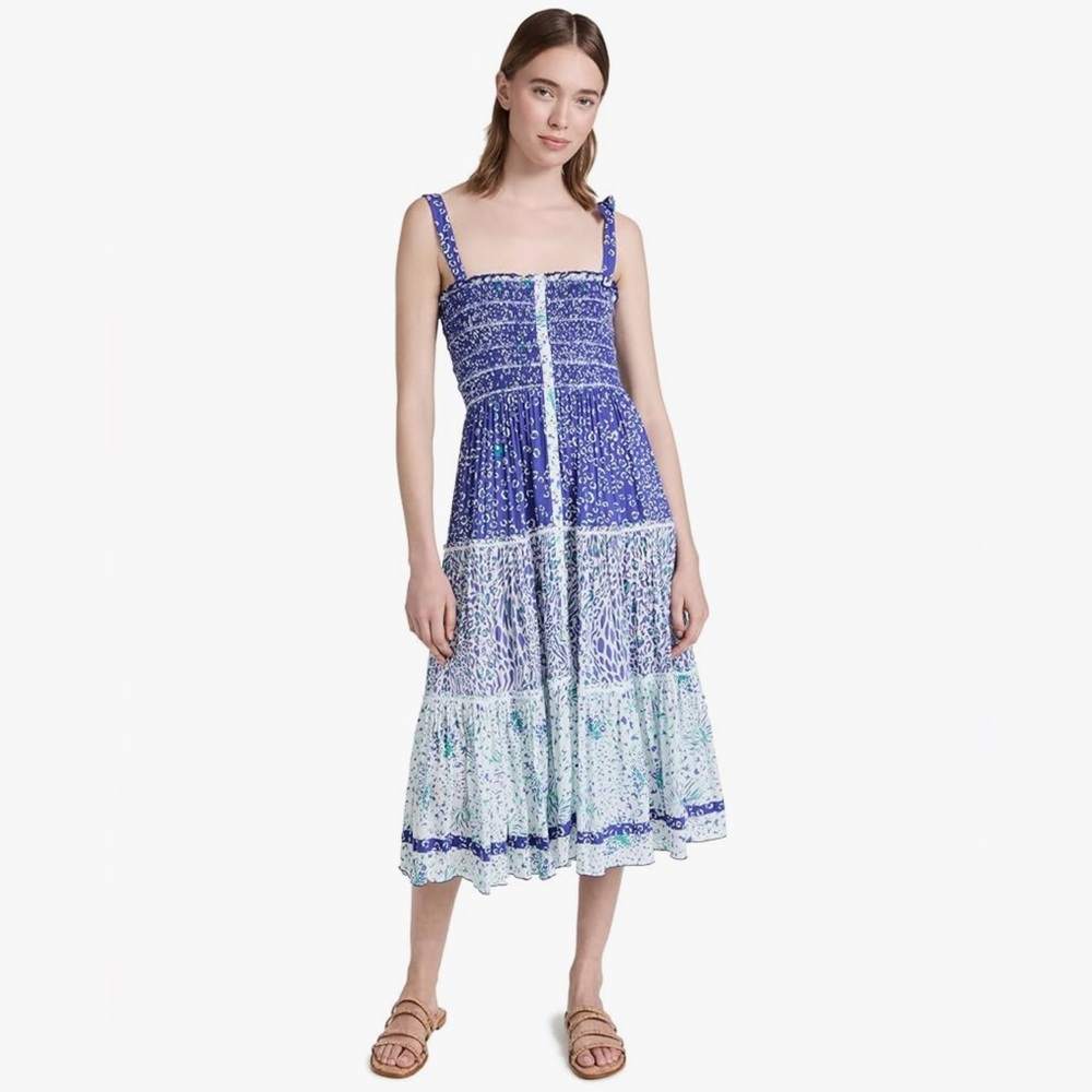 EUC Poupette St Barth Triny Midi Dress in St. Tropez Blue | women’s size small